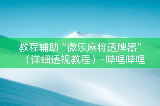 教程辅助“微乐麻将透牌器”（详细透视教程）-哔哩哔哩