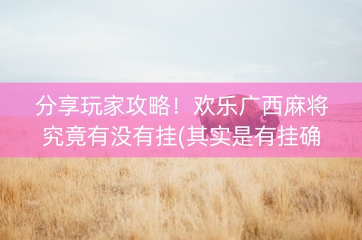 分享玩家攻略！欢乐广西麻将究竟有没有挂(其实是有挂确实有挂)