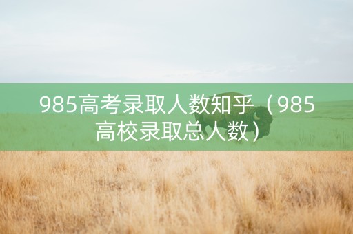 985高考录取人数知乎（985高校录取总人数）