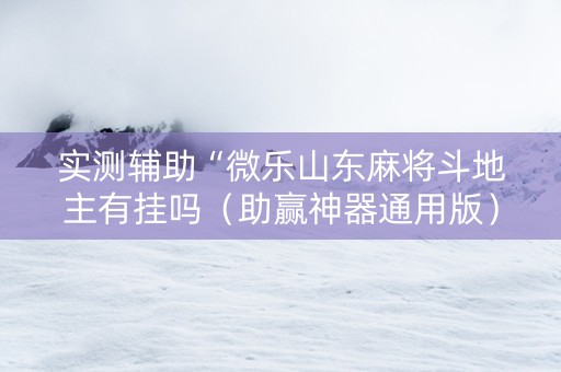 实测辅助“微乐山东麻将斗地主有挂吗（助赢神器通用版）