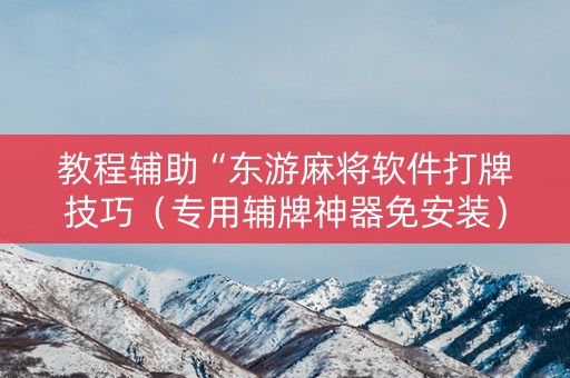教程辅助“东游麻将软件打牌技巧（专用辅牌神器免安装）