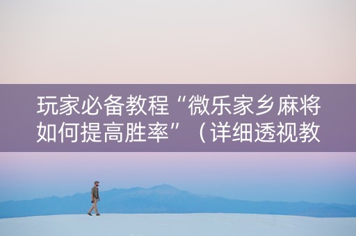 玩家必备教程“微乐家乡麻将如何提高胜率”（详细透视教程）-哔哩哔哩