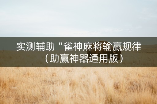 实测辅助“雀神麻将输赢规律（助赢神器通用版）