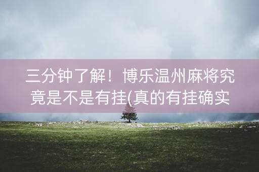 三分钟了解！博乐温州麻将究竟是不是有挂(真的有挂确实有挂)