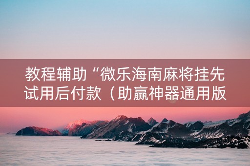 教程辅助“微乐海南麻将挂先试用后付款（助赢神器通用版）