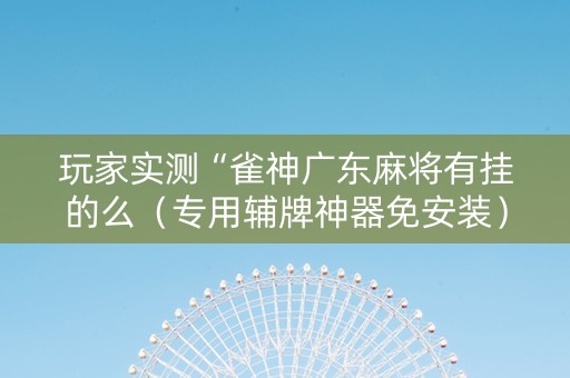 玩家实测“雀神广东麻将有挂的么（专用辅牌神器免安装）