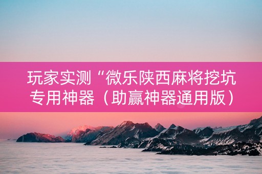 玩家实测“微乐陕西麻将挖坑专用神器（助赢神器通用版）