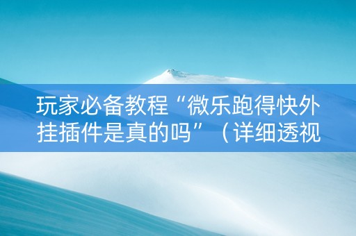 玩家必备教程“微乐跑得快外挂插件是真的吗”（详细透视教程）-哔哩哔哩
