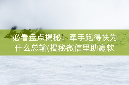 必看盘点揭秘！牵手跑得快为什么总输(揭秘微信里助赢软件)