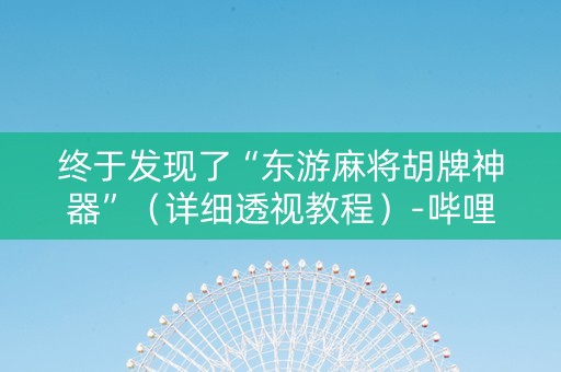 终于发现了“东游麻将胡牌神器”（详细透视教程）-哔哩哔哩
