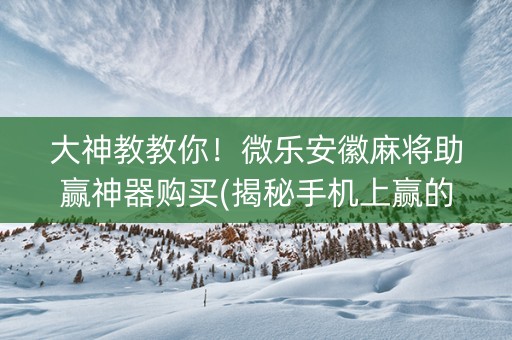 大神教教你！微乐安徽麻将助赢神器购买(揭秘手机上赢的诀窍)