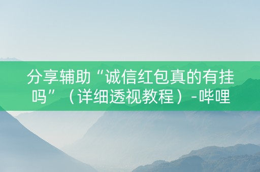 分享辅助“诚信红包真的有挂吗”（详细透视教程）-哔哩哔哩