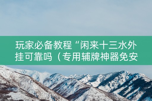 玩家必备教程“闲来十三水外挂可靠吗（专用辅牌神器免安装）