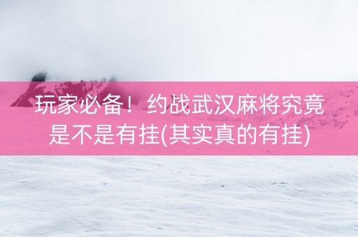 玩家必备！约战武汉麻将究竟是不是有挂(其实真的有挂)