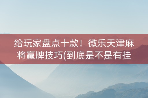 给玩家盘点十款！微乐天津麻将赢牌技巧(到底是不是有挂)