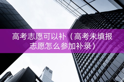 高考志愿可以补（高考未填报志愿怎么参加补录）