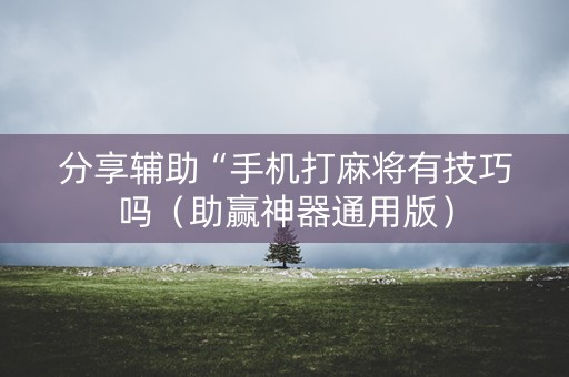 分享辅助“手机打麻将有技巧吗（助赢神器通用版）