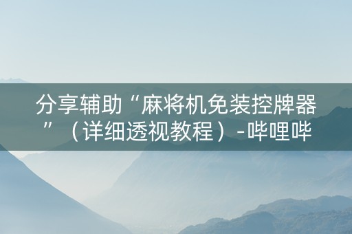 分享辅助“麻将机免装控牌器”（详细透视教程）-哔哩哔哩
