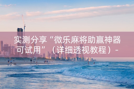 实测分享“微乐麻将助赢神器可试用”（详细透视教程）-哔哩哔哩
