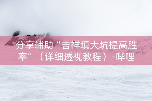 分享辅助“吉祥填大坑提高胜率”（详细透视教程）-哔哩哔哩