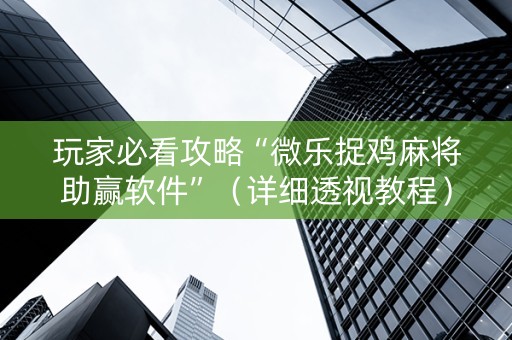 玩家必看攻略“微乐捉鸡麻将助赢软件”（详细透视教程）-哔哩哔哩