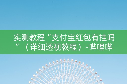 实测教程“支付宝红包有挂吗”（详细透视教程）-哔哩哔哩
