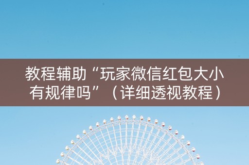 教程辅助“玩家微信红包大小有规律吗”（详细透视教程）-哔哩哔哩