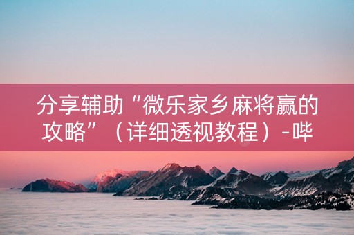 分享辅助“微乐家乡麻将赢的攻略”（详细透视教程）-哔哩哔哩