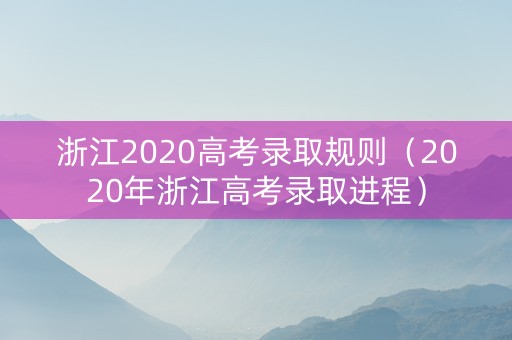 浙江2020高考录取规则（2020年浙江高考录取进程）