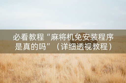 必看教程“麻将机免安装程序是真的吗”（详细透视教程）-哔哩哔哩