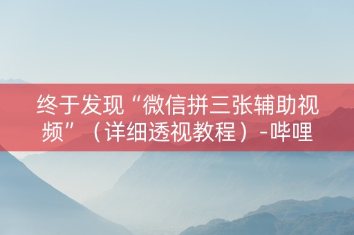终于发现“微信拼三张辅助视频”（详细透视教程）-哔哩哔哩