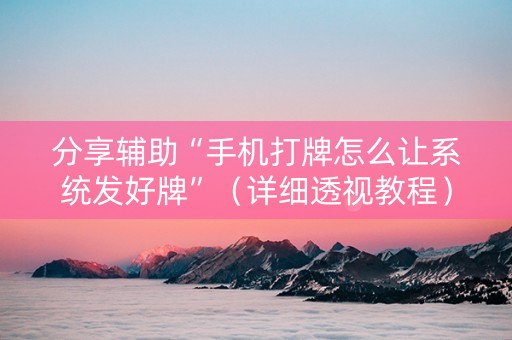 分享辅助“手机打牌怎么让系统发好牌”（详细透视教程）-哔哩哔哩