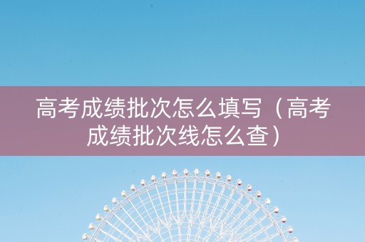 高考成绩批次怎么填写（高考成绩批次线怎么查）