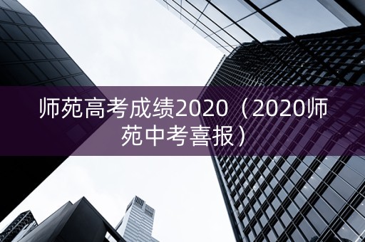 师苑高考成绩2020（2020师苑中考喜报）