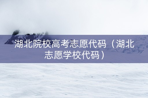 湖北院校高考志愿代码（湖北志愿学校代码）