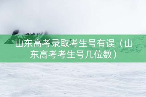 山东高考录取考生号有误（山东高考考生号几位数）