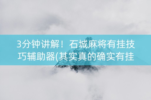 3分钟讲解！石城麻将有挂技巧辅助器(其实真的确实有挂)