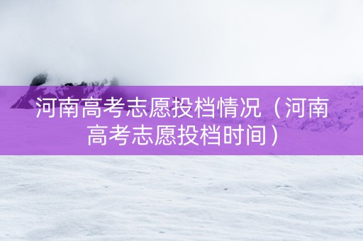 河南高考志愿投档情况（河南高考志愿投档时间）