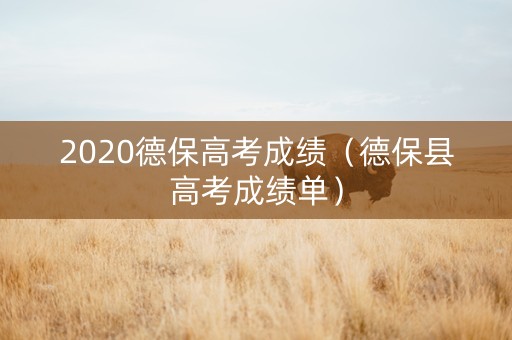 2020德保高考成绩（德保县高考成绩单）