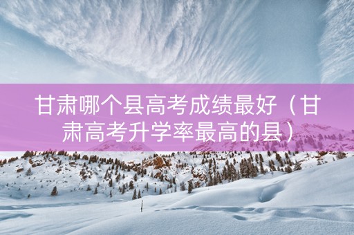 甘肃哪个县高考成绩最好（甘肃高考升学率最高的县）