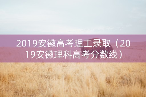 2019安徽高考理工录取（2019安徽理科高考分数线）