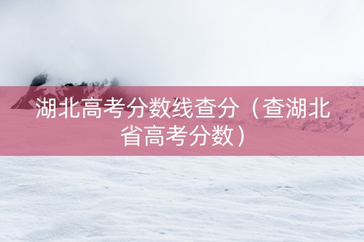 湖北高考分数线查分（查湖北省高考分数）