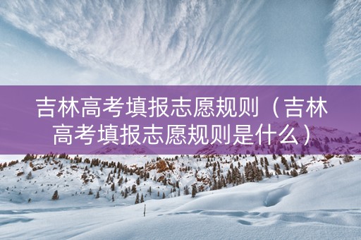 吉林高考填报志愿规则（吉林高考填报志愿规则是什么）