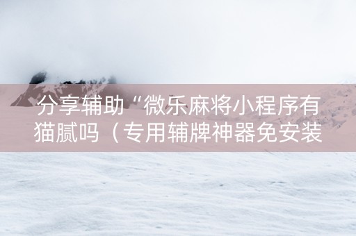 分享辅助“微乐麻将小程序有猫腻吗（专用辅牌神器免安装）