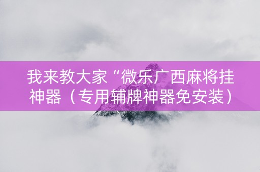 我来教大家“微乐广西麻将挂神器（专用辅牌神器免安装）