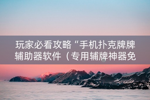 玩家必看攻略“手机扑克牌牌辅助器软件（专用辅牌神器免安装）