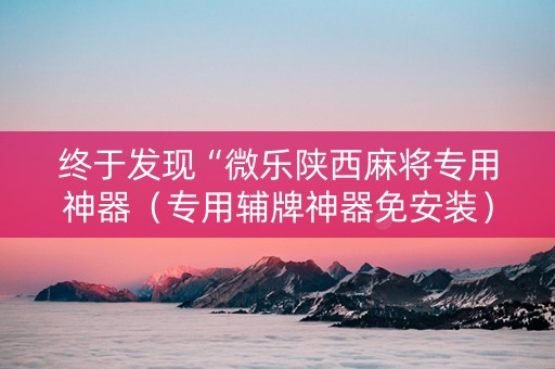 终于发现“微乐陕西麻将专用神器（专用辅牌神器免安装）