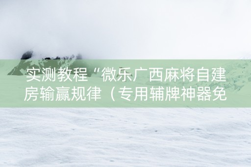 实测教程“微乐广西麻将自建房输赢规律（专用辅牌神器免安装）