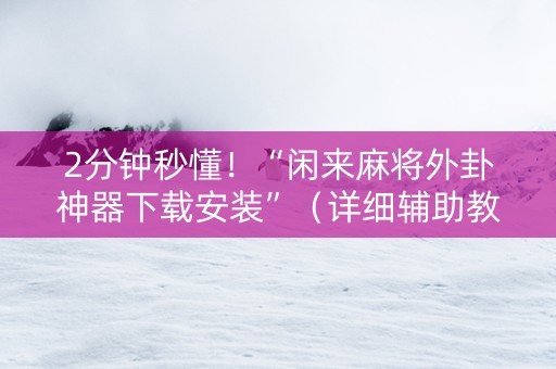 2分钟秒懂！“闲来麻将外卦神器下载安装”（详细辅助教程）-哔哩哔哩