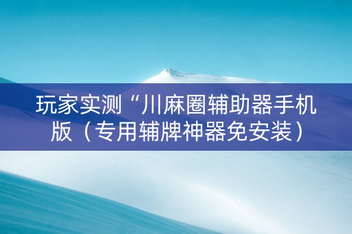 玩家实测“川麻圈辅助器手机版（专用辅牌神器免安装）